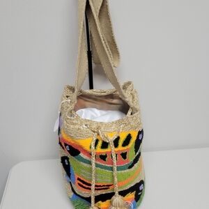 Handmade NWOT Crochet Wayuu Bag.